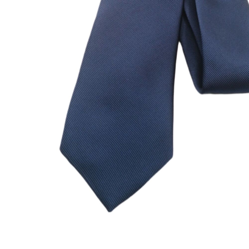JF J Ferrar Solid Navy Blue Tie Mens 60” Woven Narrow Skinny Preppy Corpcore NWT